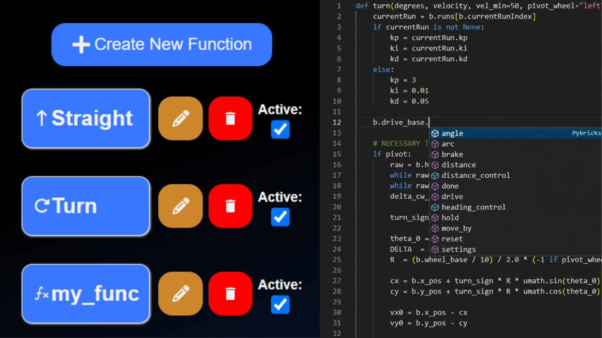 Custom blocks in Beluga FLL visual editor for Python programming through Pybricks